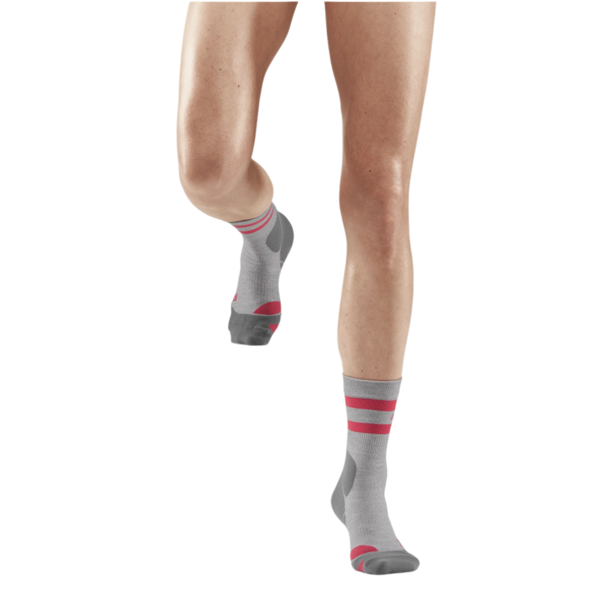 Hiking 80s Mid Cut Compression Socks, Women, Light Grey/Red