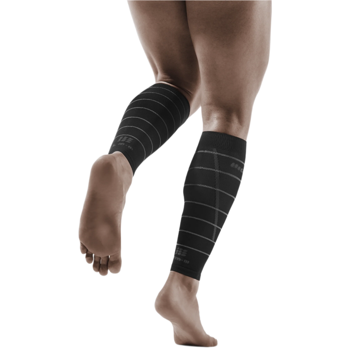 Reflective Compression Calf Sleeves, Men, Black/Silver