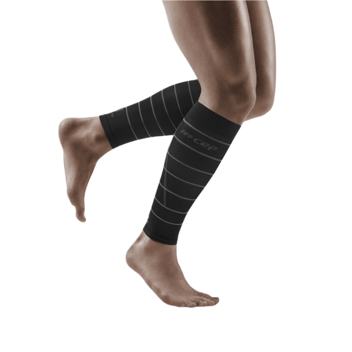 Reflective Compression Calf Sleeves, Men, Black/Silver