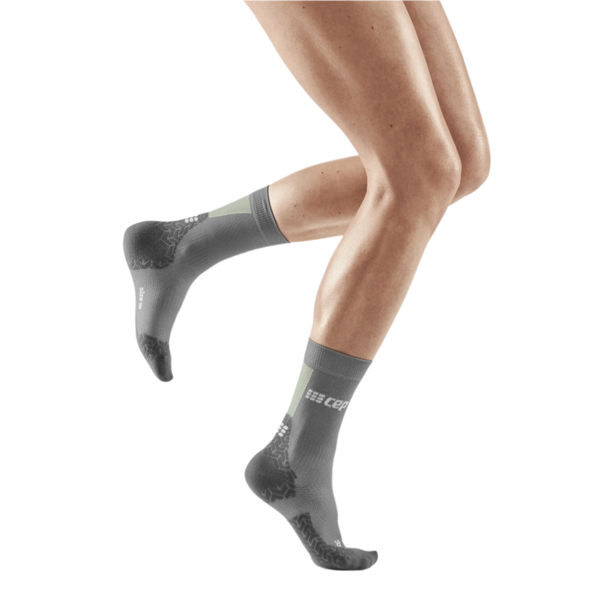 Ultralight Mid Cut Compression Socks, Women, Ultralight Grey/Lime