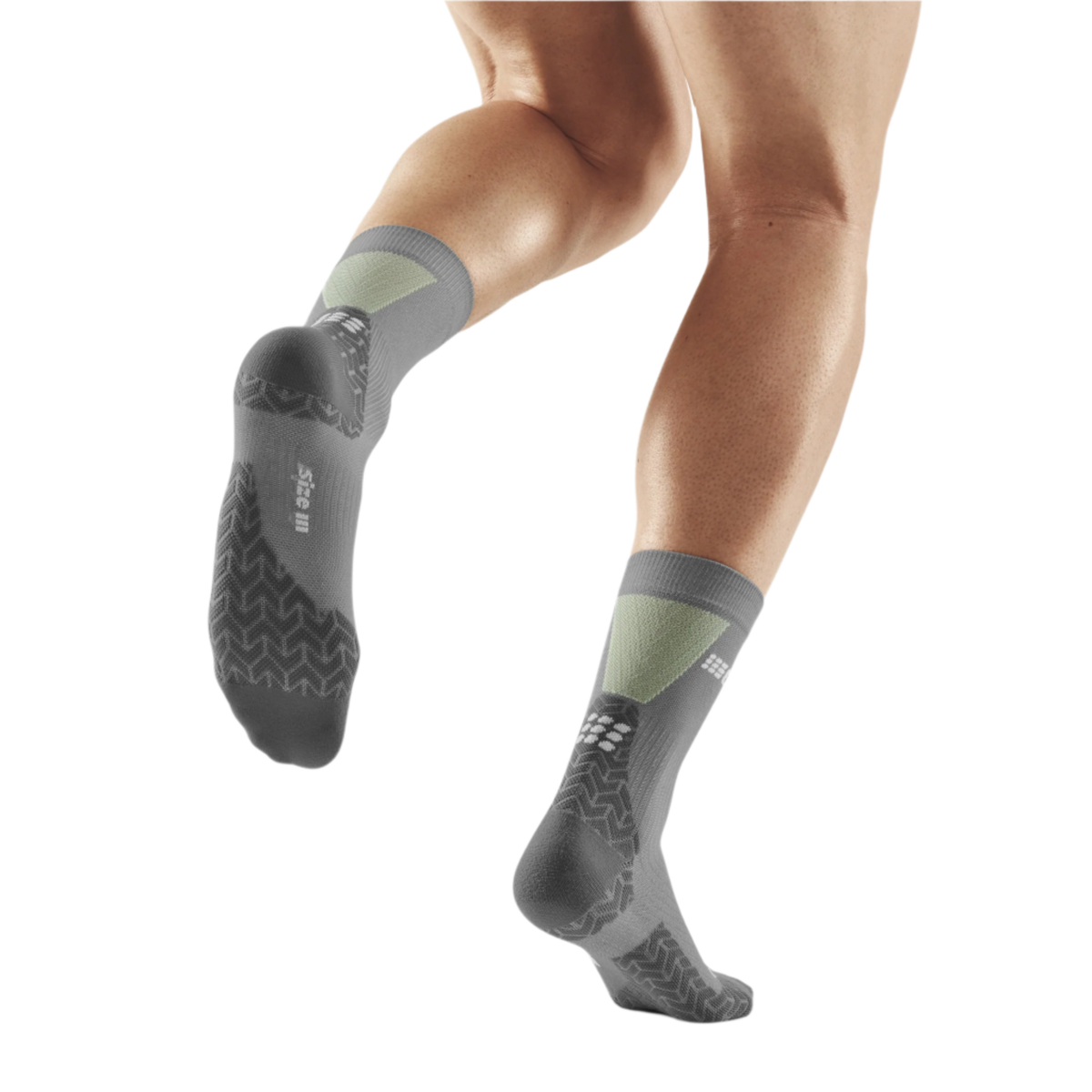 Ultralight Mid Cut Compression Socks, Men, Ultralight Grey/Lime