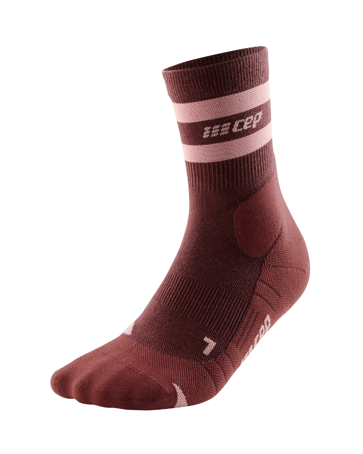 Hiking 80s Mid Cut Compression Socks, Women, Cherry Brown/Rose