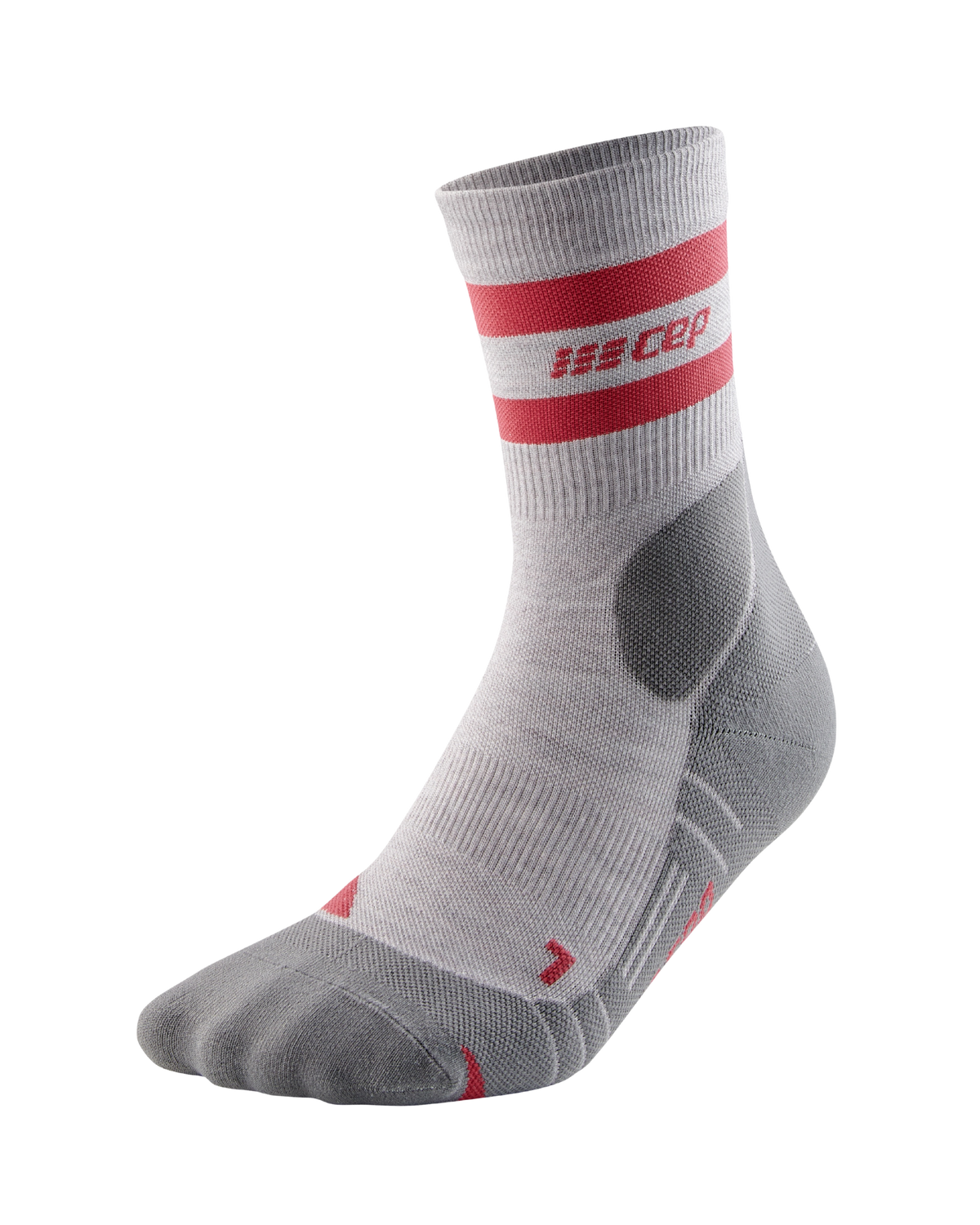 Hiking 80s Mid Cut Compression Socks, Men, Light Grey/Red