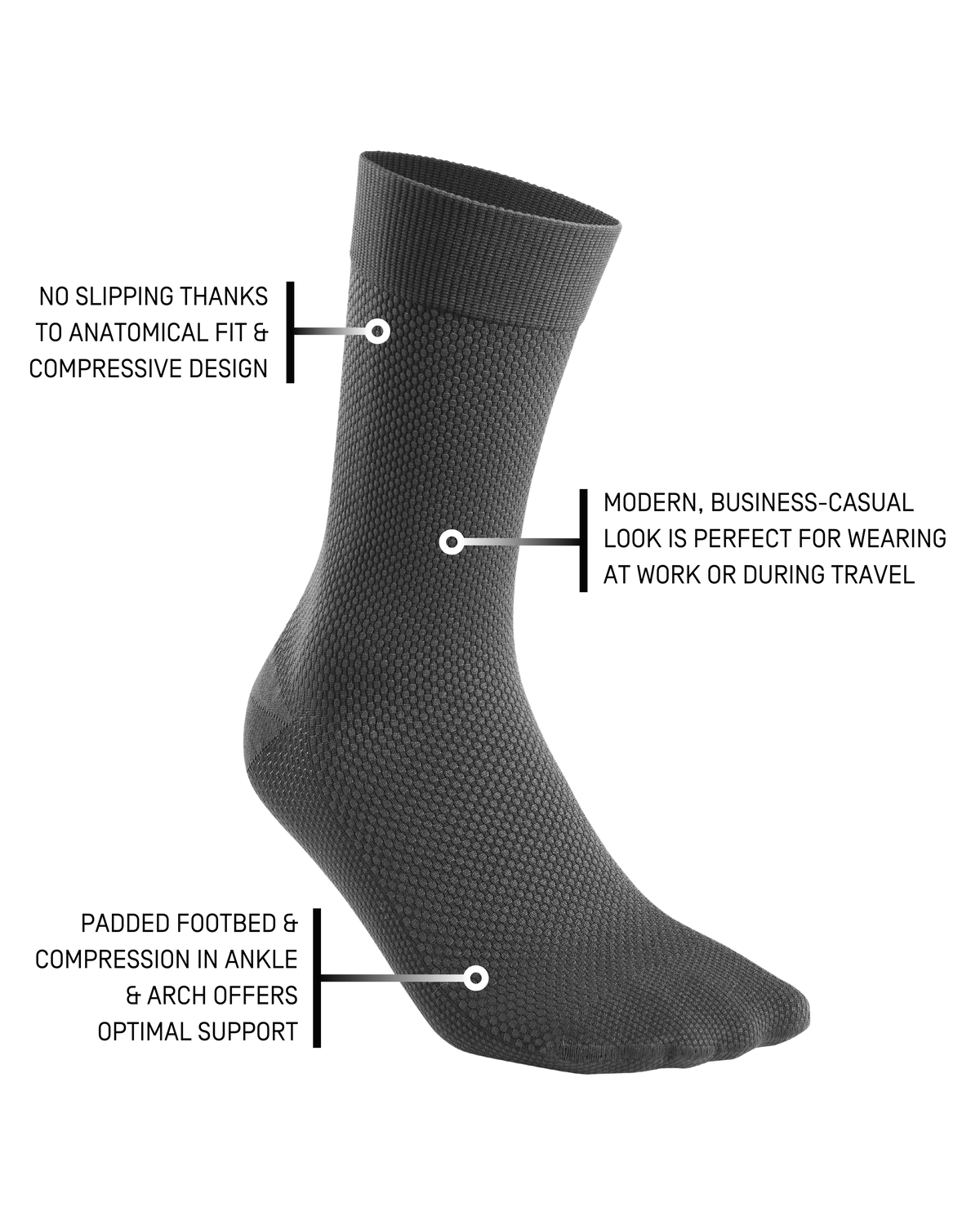 Allday Mid Cut Compression Socks, Women, Dark Grey