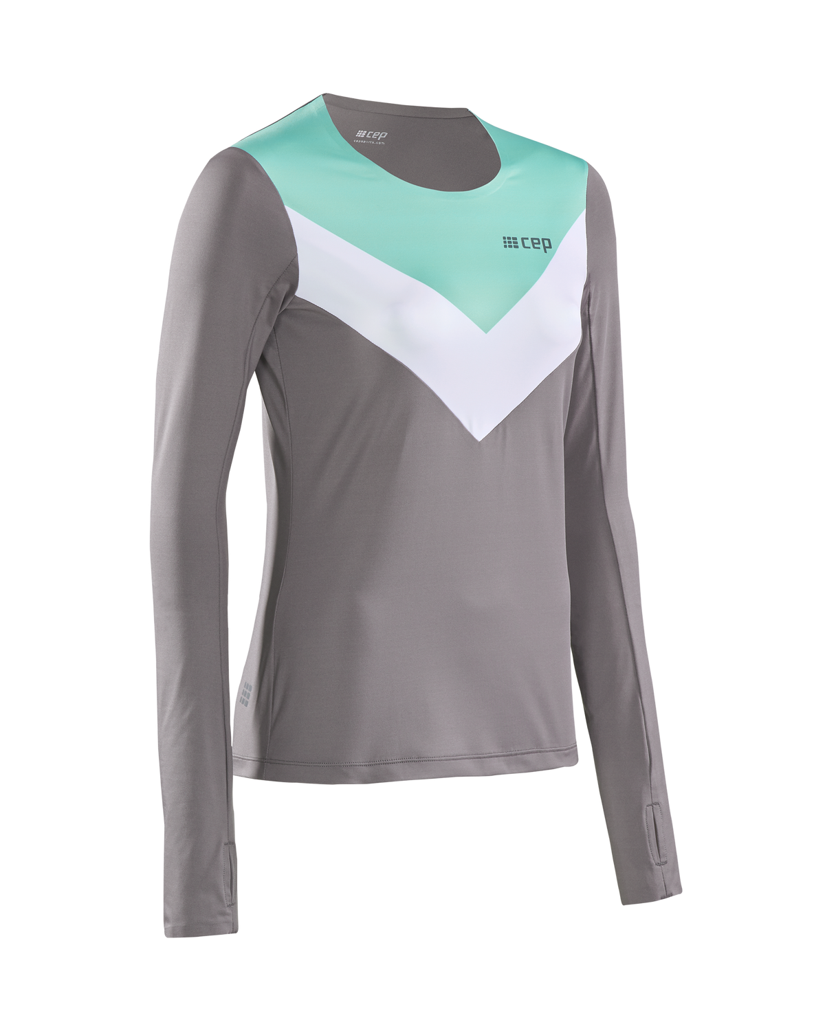 Chevron Long Sleeve Shirt, Women, Ocean/Grey