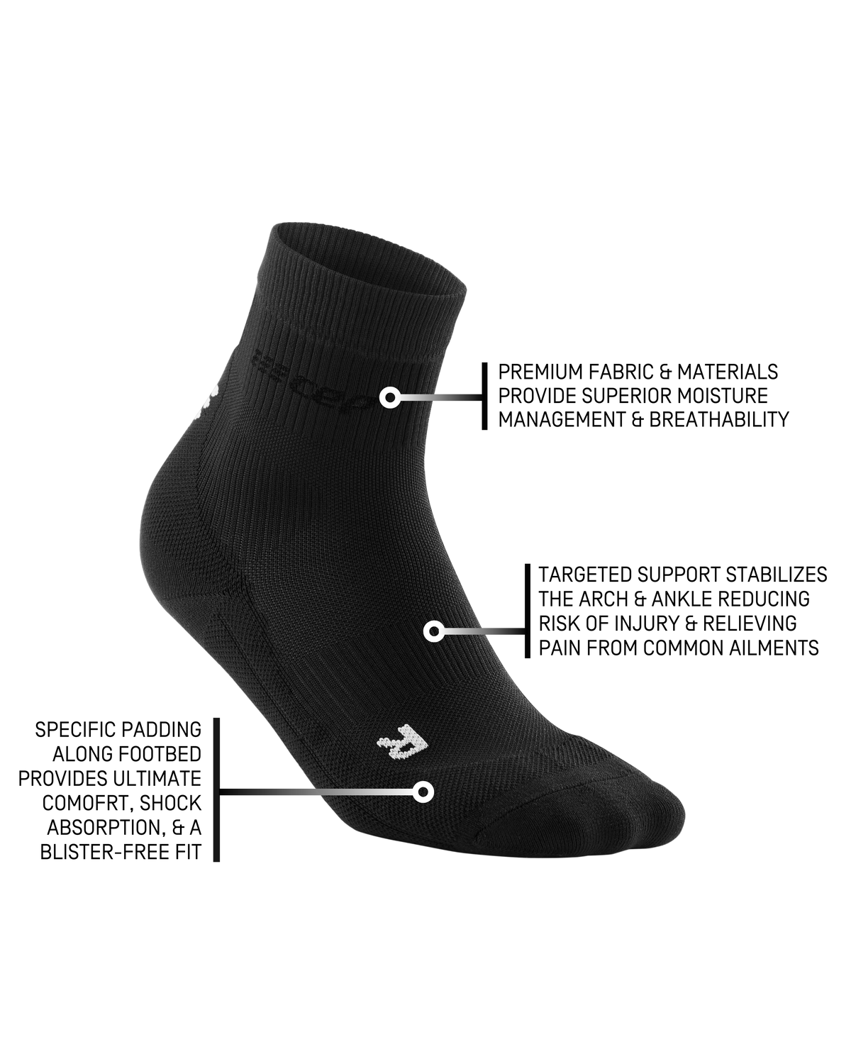 Classic Mid Cut Compression Socks, Women, Black