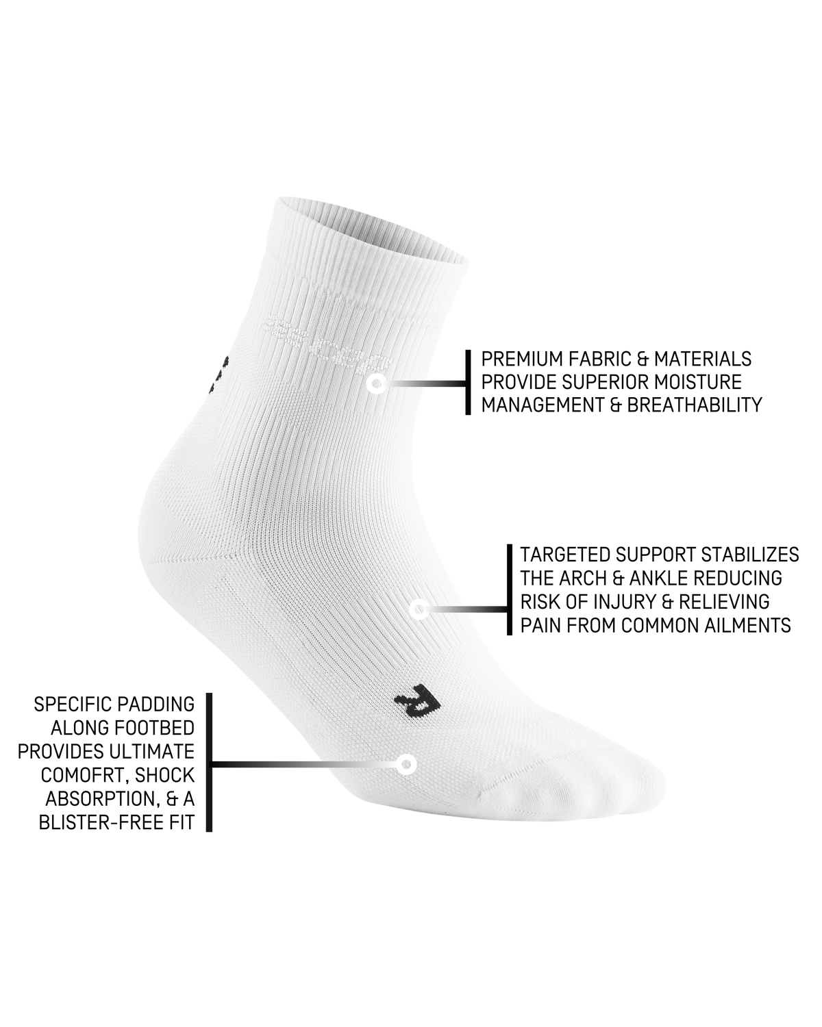Classic Mid Cut Compression Socks, Women, White