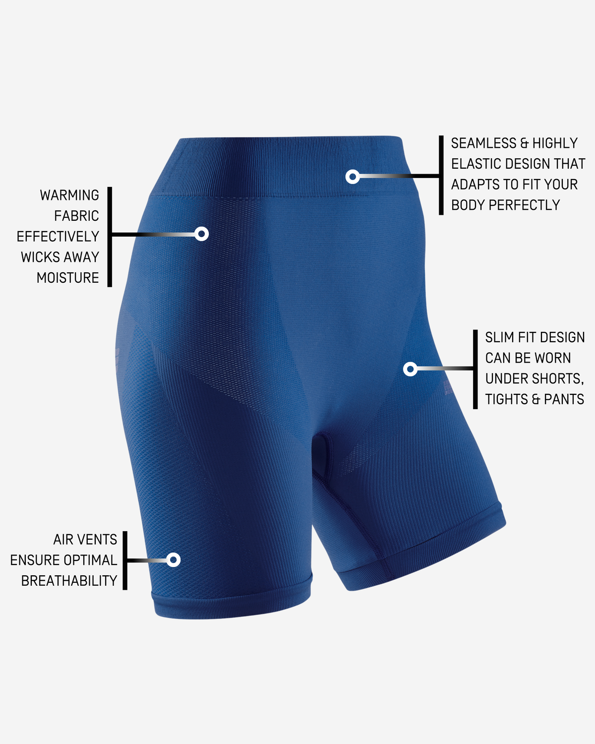 Cold Weather Base Shorts, Women, Royal Blue