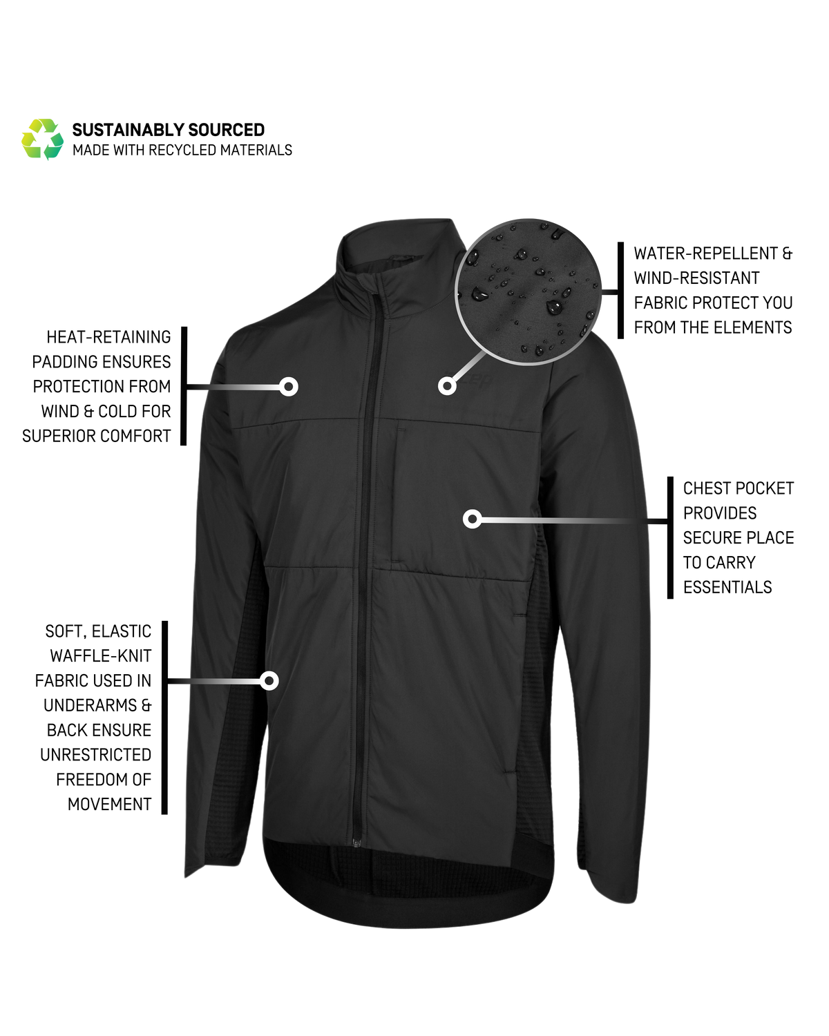 Cold Weather Hybrid Jacket, Men, Black