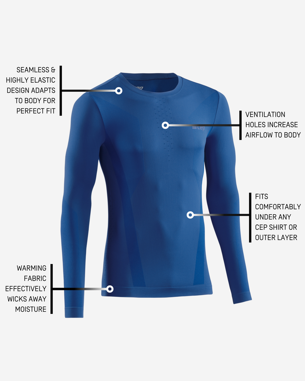 Cold Weather Long Sleeve Base Shirt, Men, Royal Blue