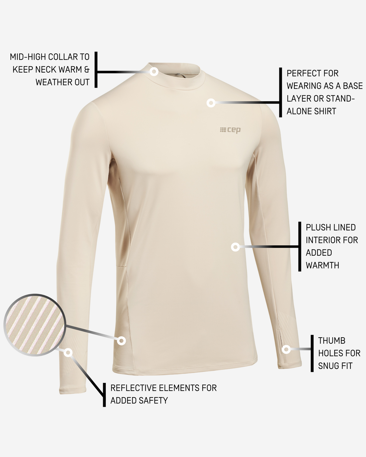 Cold Weather Long Sleeve Shirt, Men, Cream