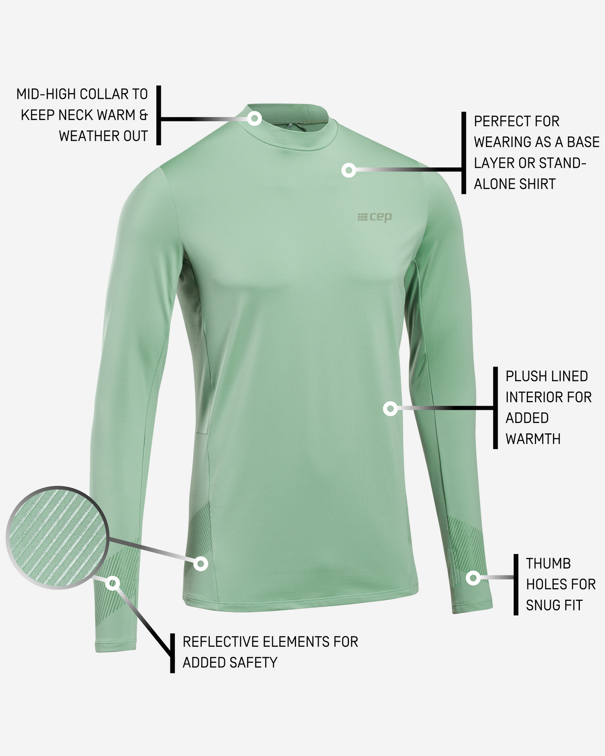 Cold Weather Long Sleeve Shirt, Men, Light Green