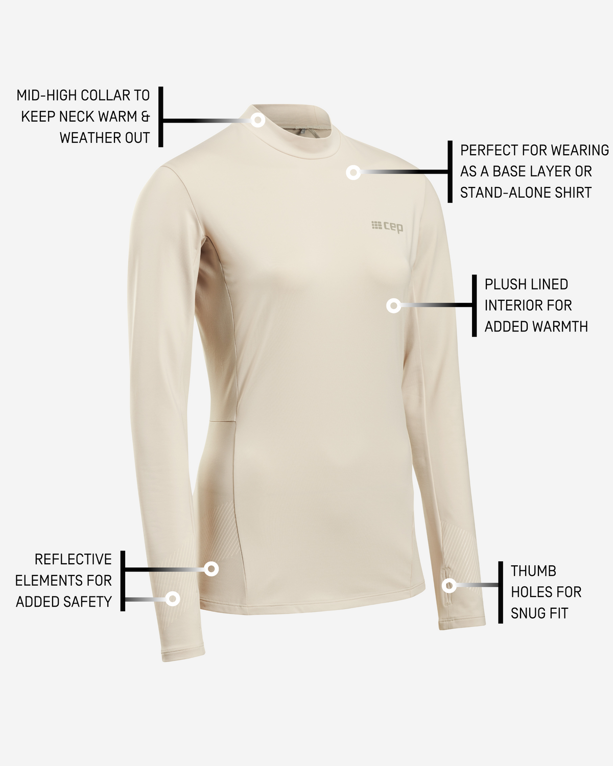 Cold Weather Long Sleeve Shirt, Women, Cream