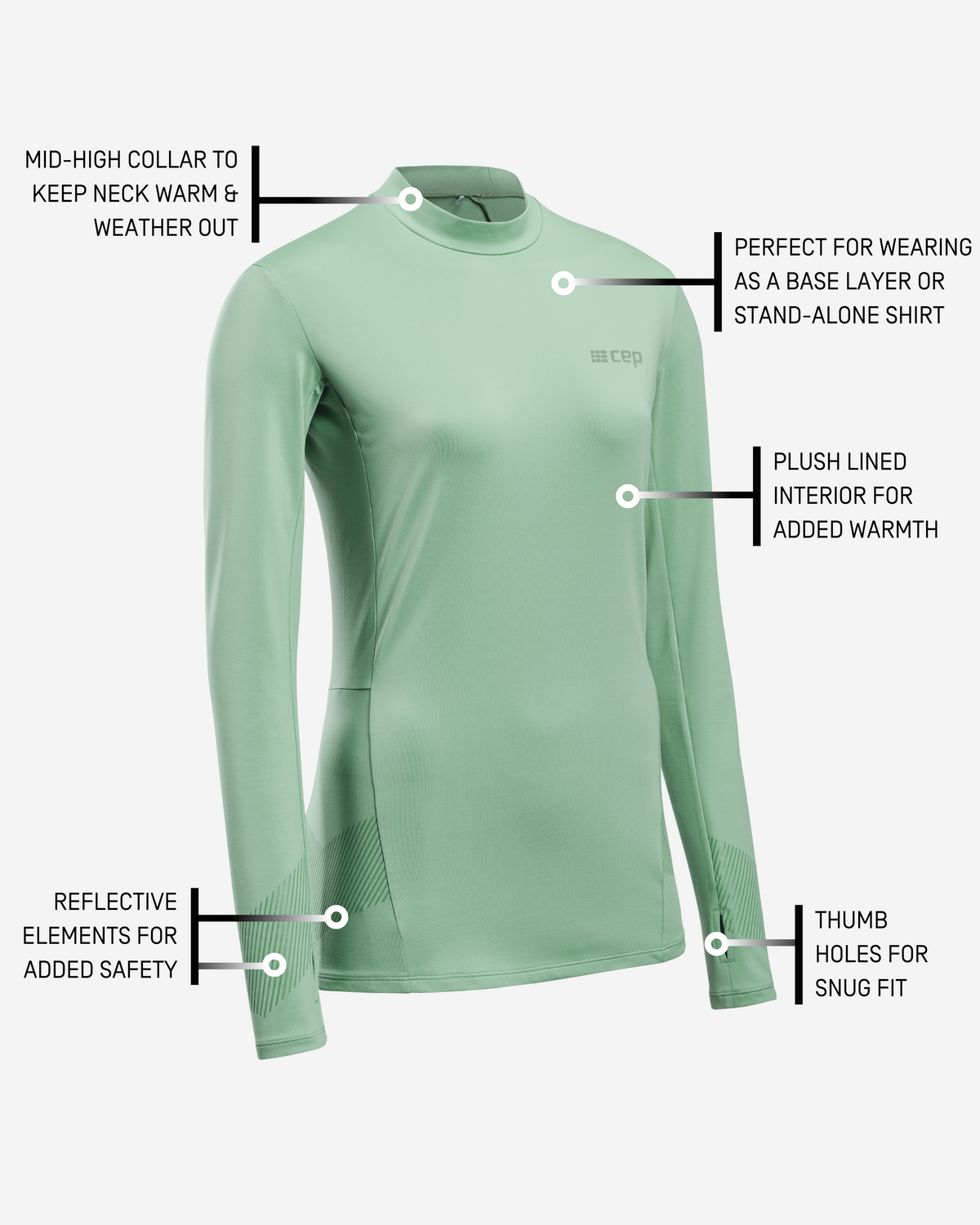 Cold Weather Long Sleeve Shirt, Women, Light Green