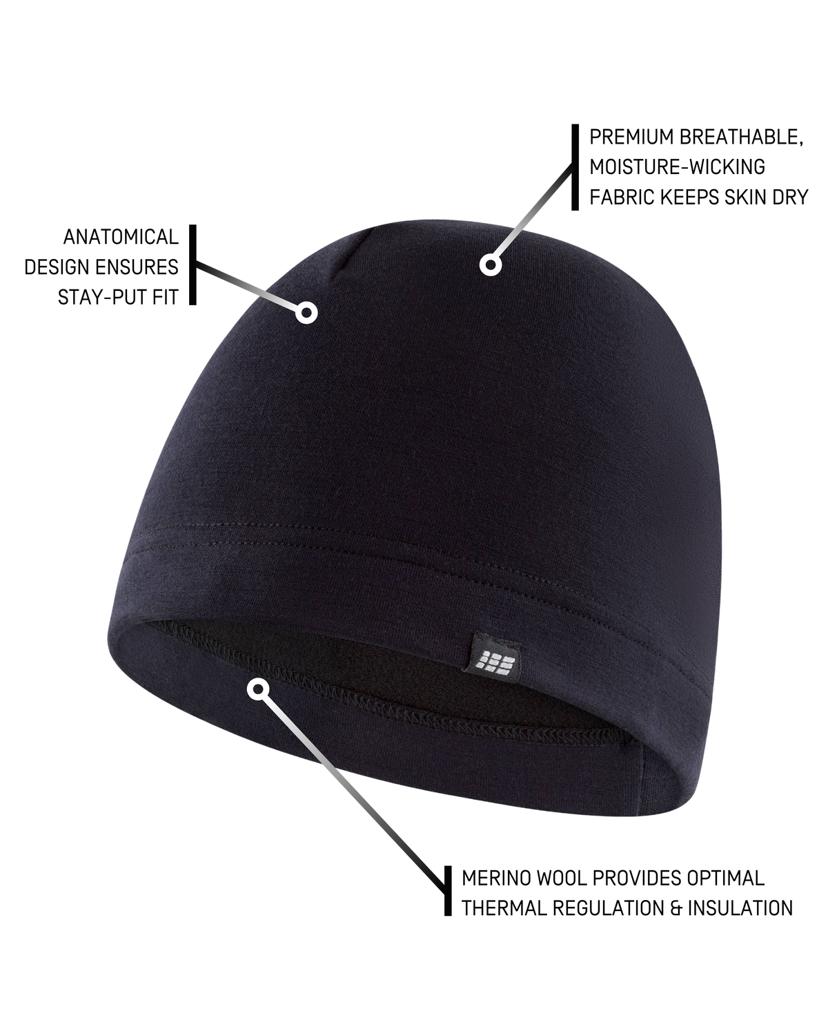 Cold Weather Merino Beanie, Black