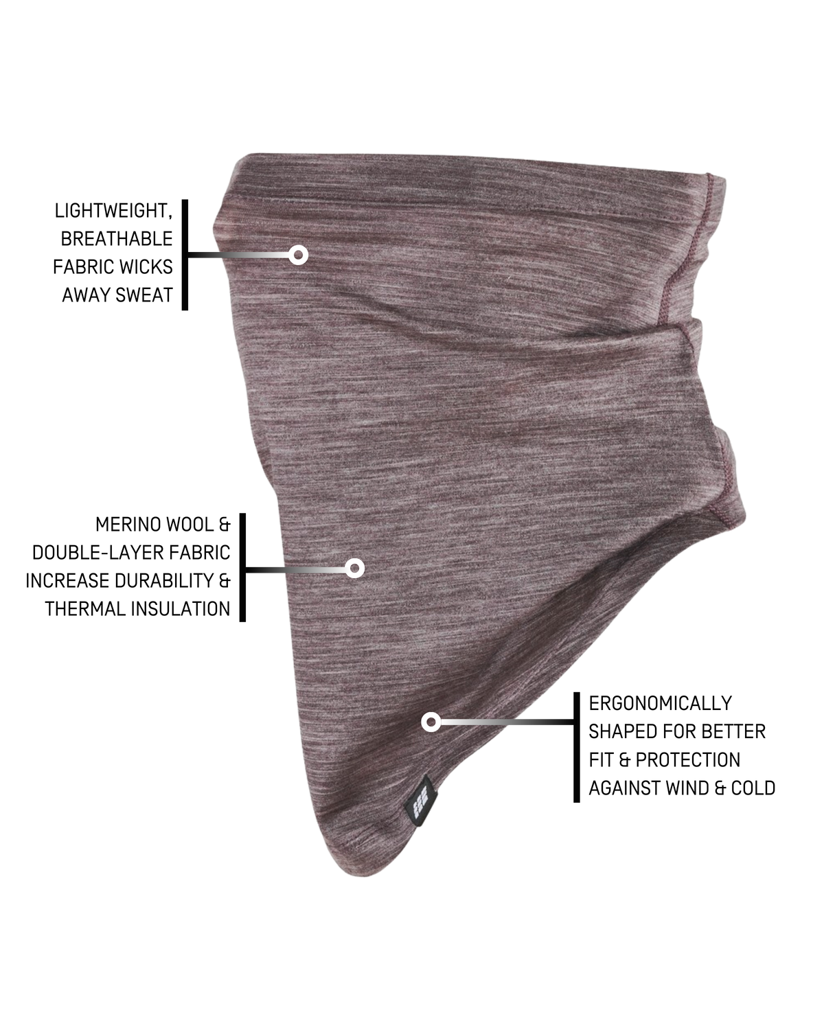 Cold Weather Merino Neck Warmer, Aubergine
