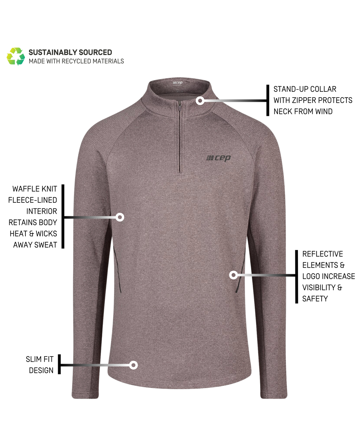 Cold Weather Quarter Zip Pullover, Men, Aubergine