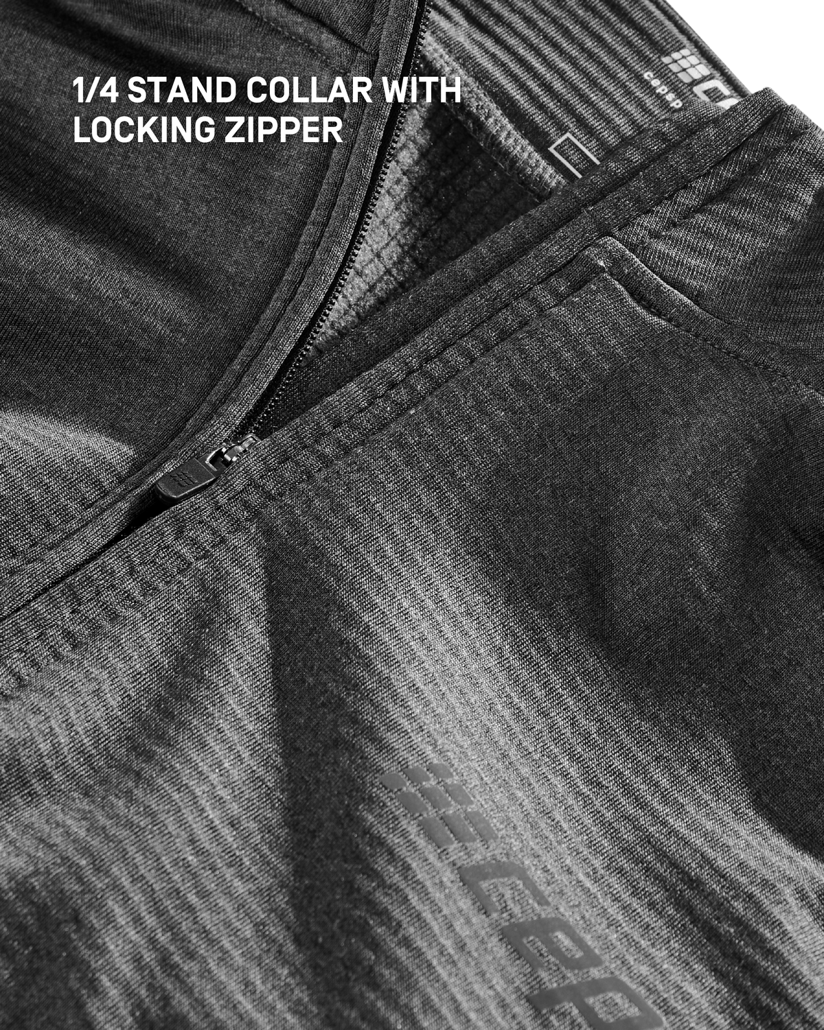 Cold Weather Quarter Zip Pullover, Men, Black, close-up detail