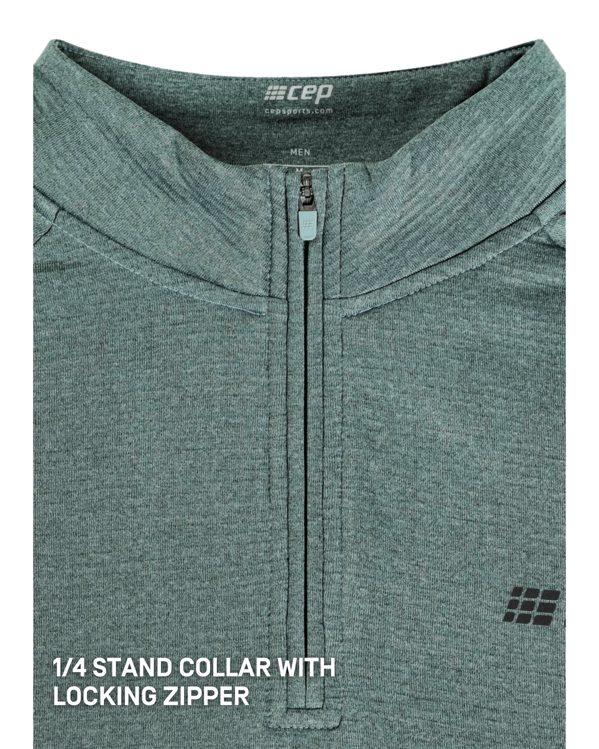 Cold Weather Quarter Zip Pullover, Men, Blue-Grey, close-up detail
