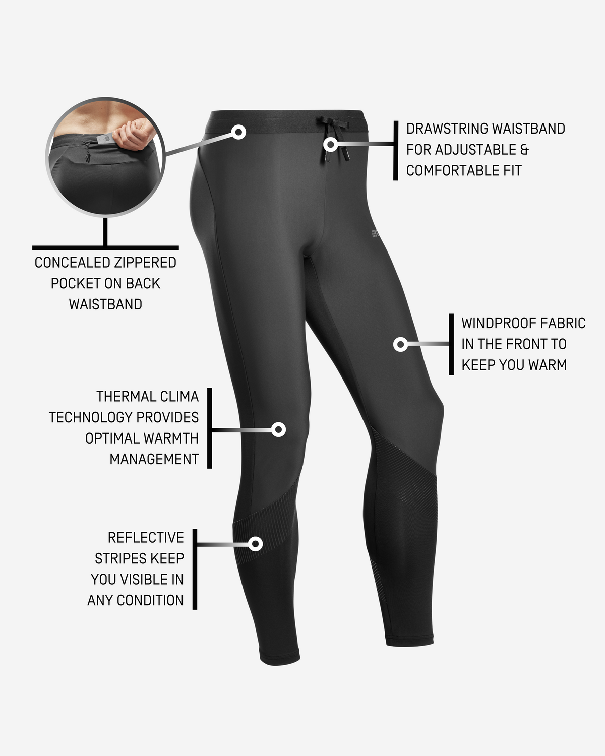 Cold Weather Tights, Men, Black
