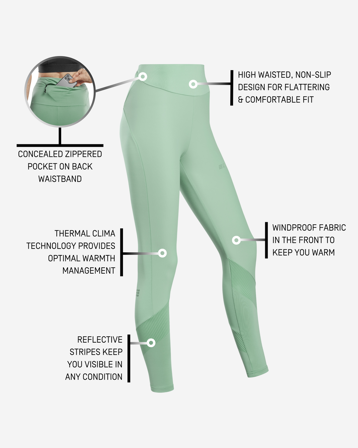 Cold Weather Tights, Women, Light Green