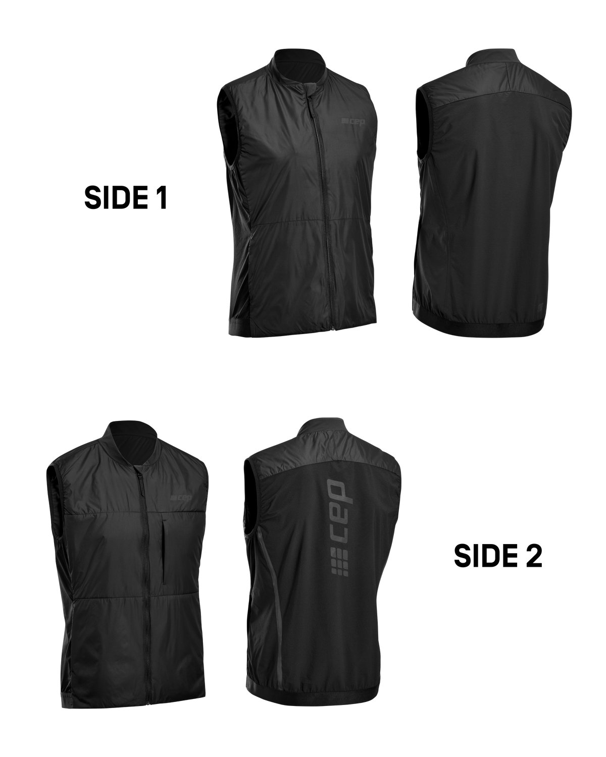 Cold Weather Reversible Vest, Men, Black, close-up detail
