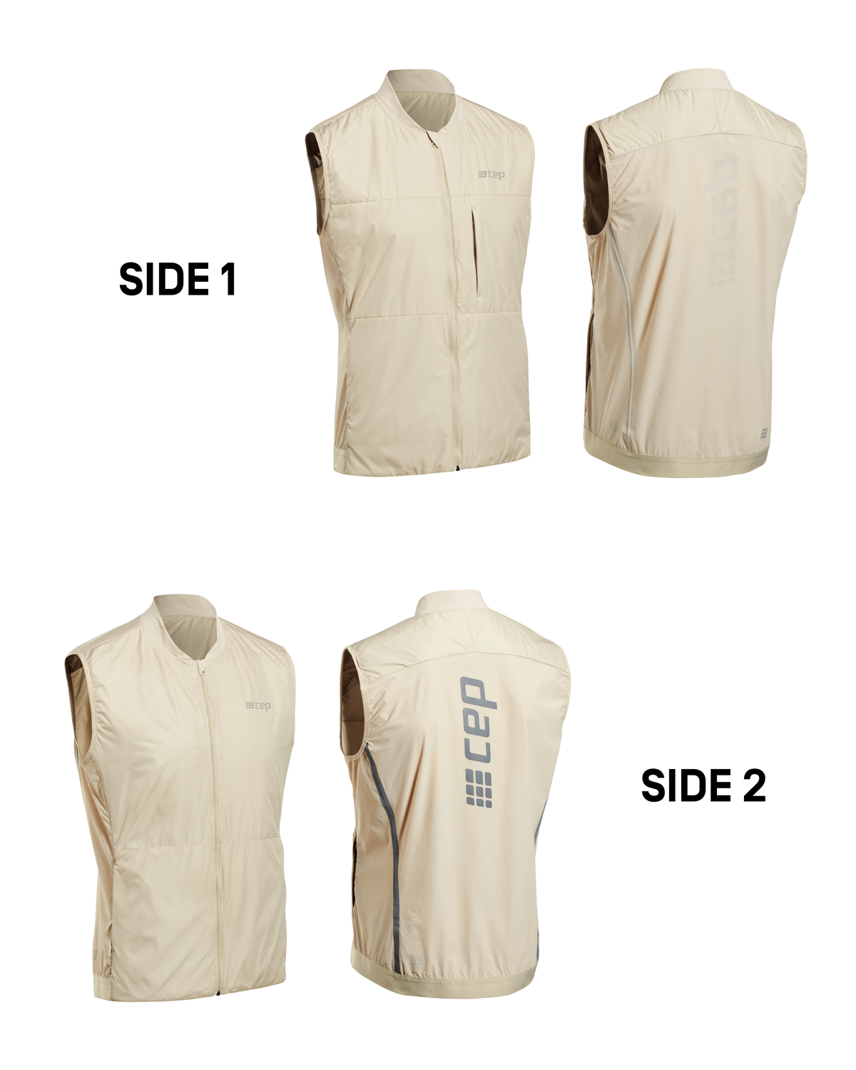 Cold Weather Reversible Vest, Men, Cream, close-up detail