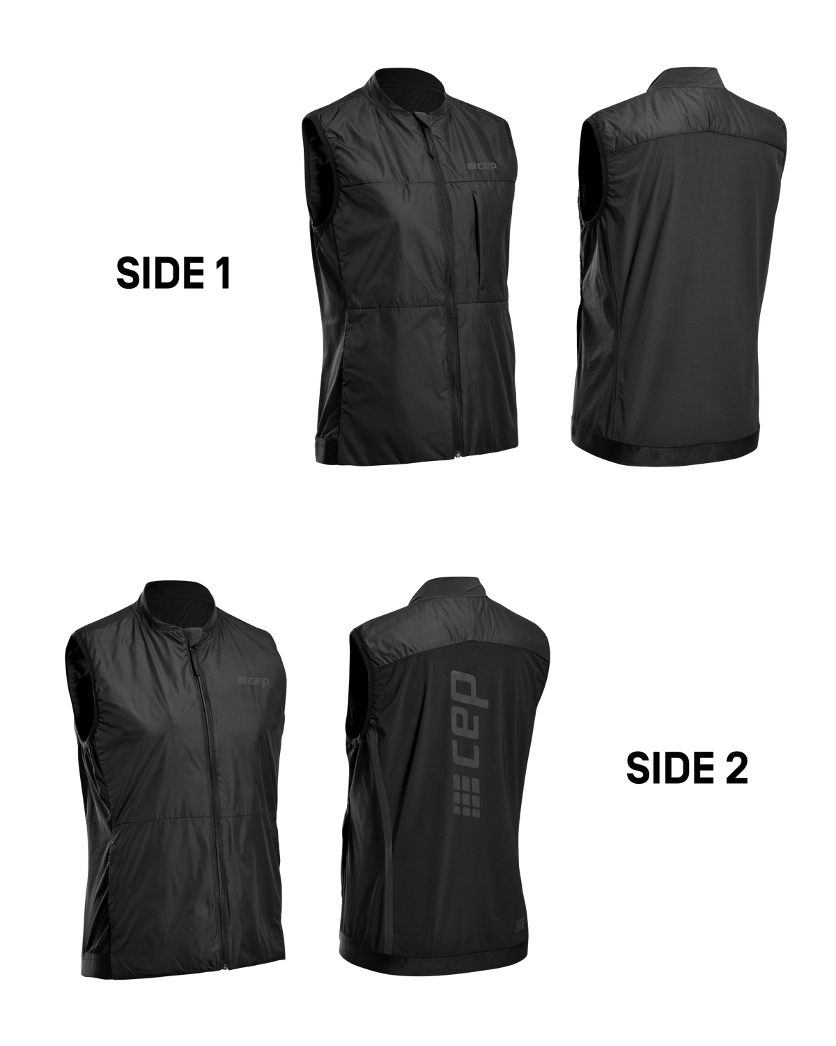 Cold Weather Reversible Vest, Women, Black, close-up detail