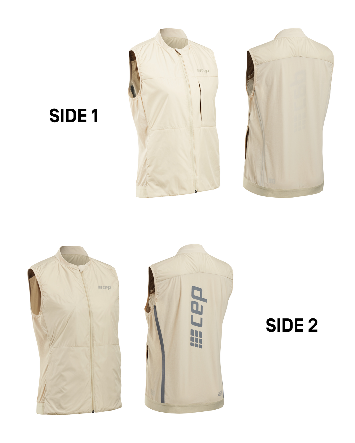 Cold Weather Reversible Vest, Women, Cream, close-up detail