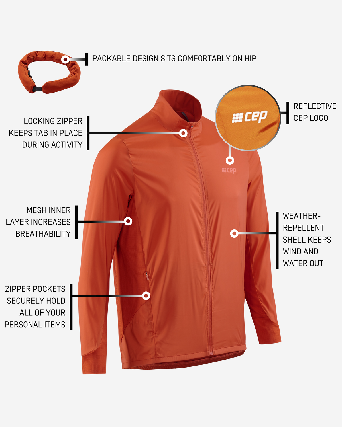Cold Weather Windbreaker, Men, Dark Orange