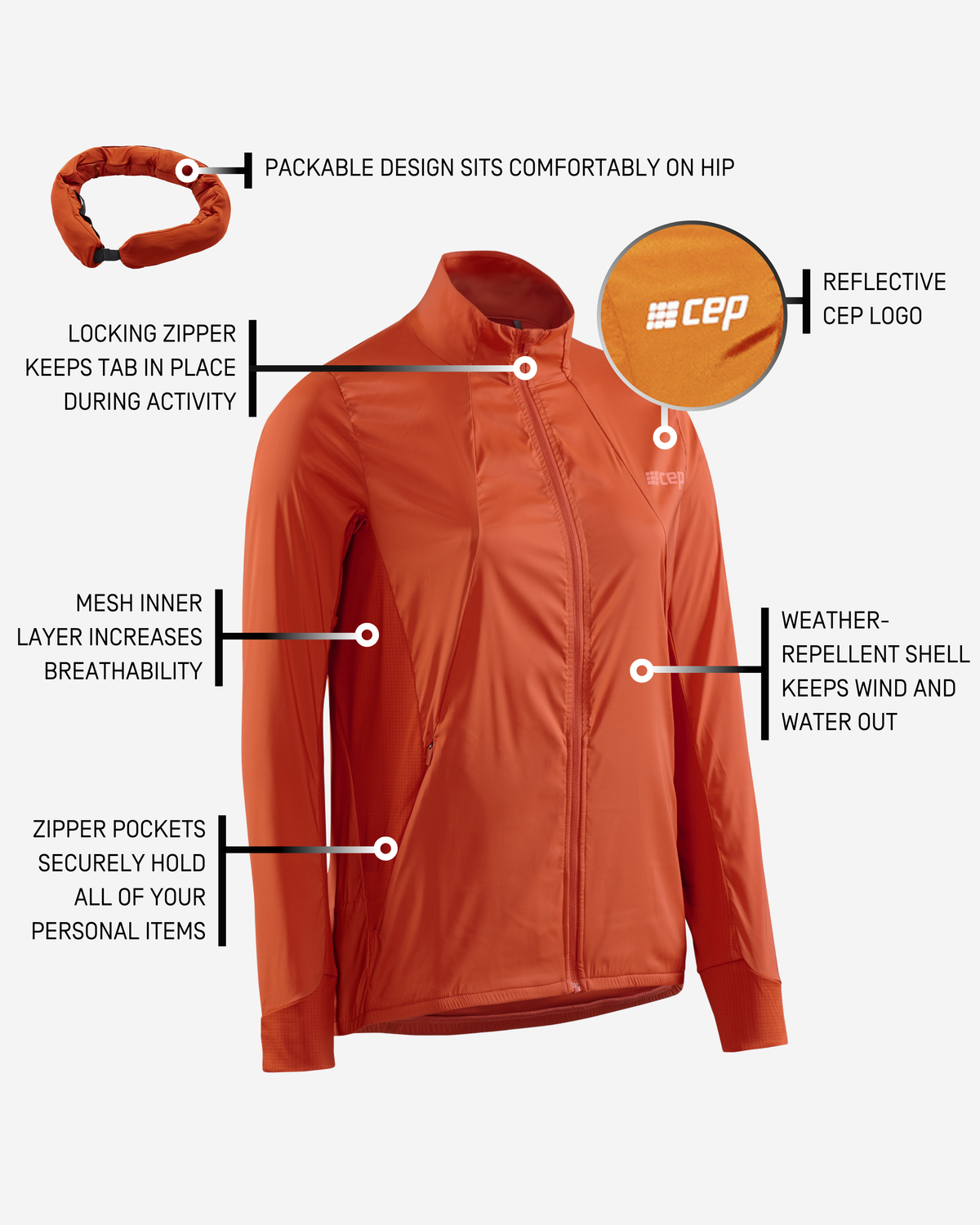 Cold Weather Windbreaker, Women, Dark Orange