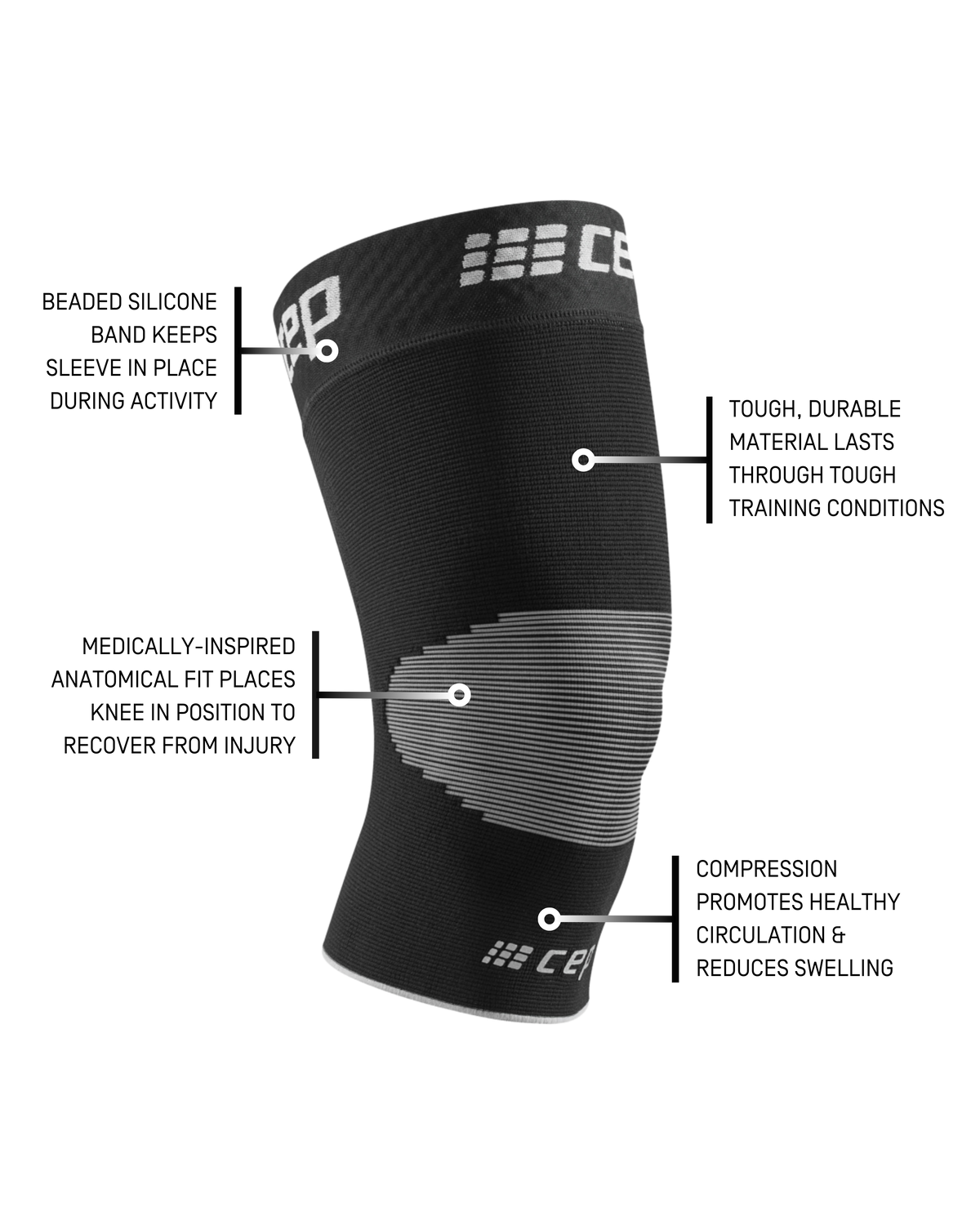 Compression Knee Sleeve, Black/Grey