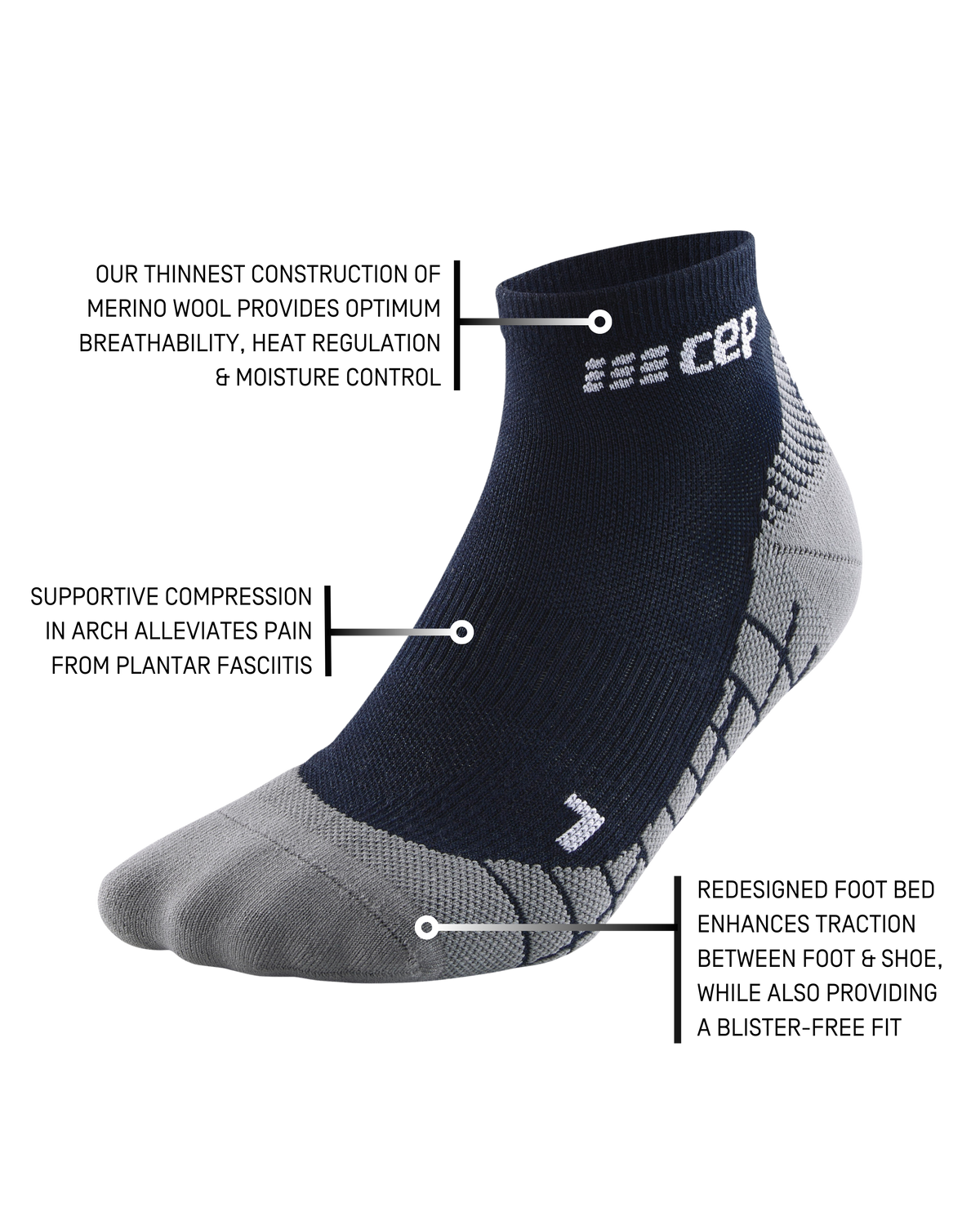 Hiking Light Merino Low Cut Socks, Men, Dark Navy