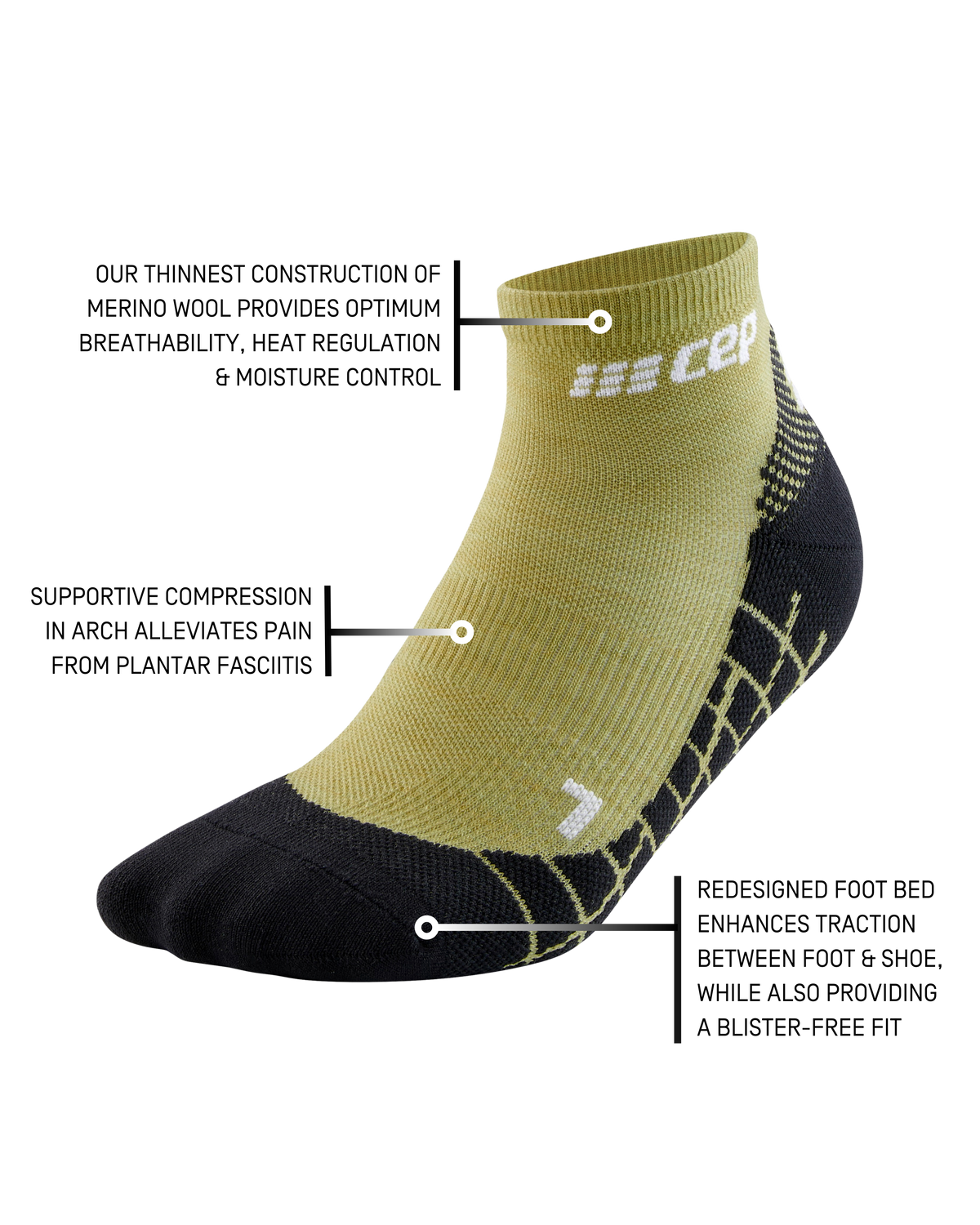 Hiking Light Merino Low Cut Socks, Women, Light Olive