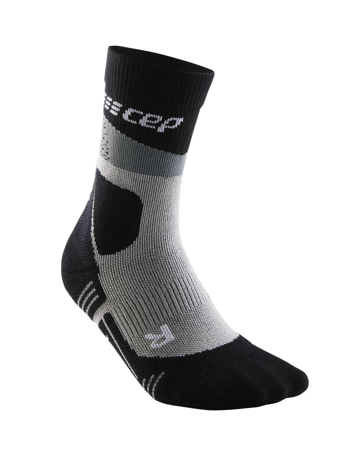 Hiking Max Cushion Mid Cut Compression Socks, Women, Grey/Black