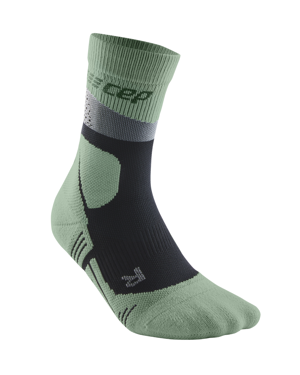 Hiking Max Cushion Mid Cut Compression Socks, Women, Grey/Mint