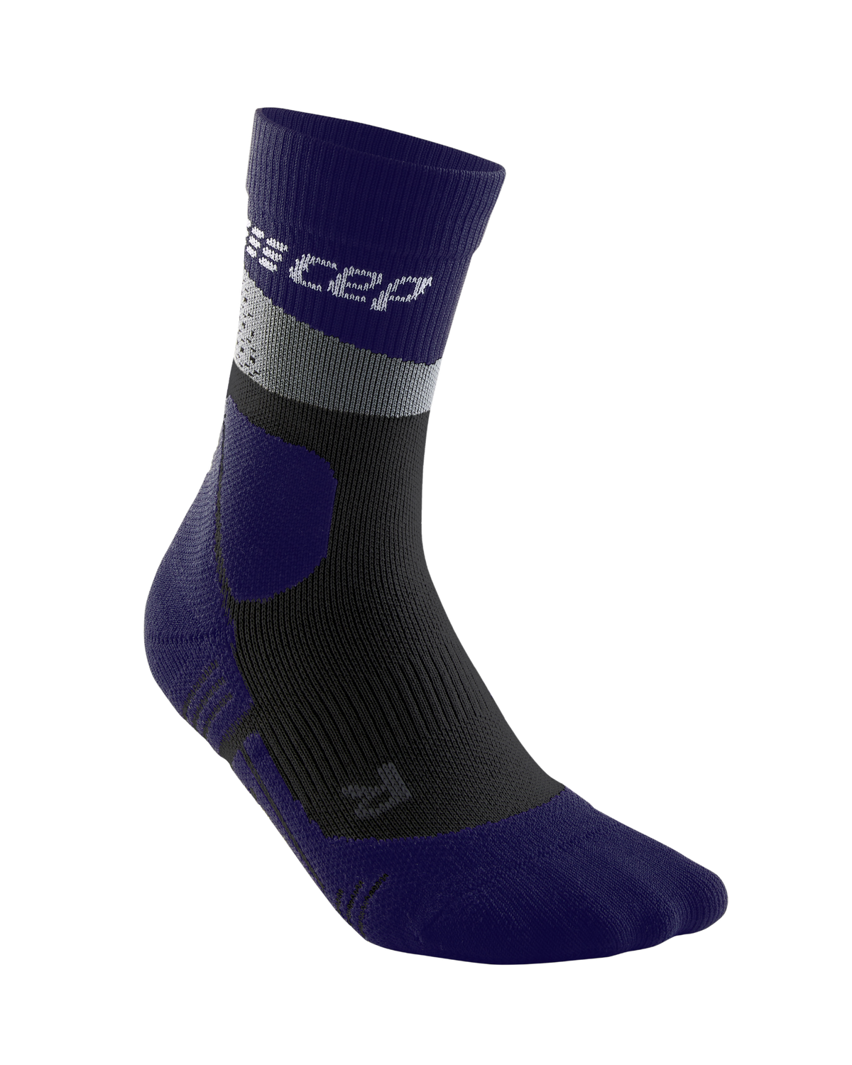 Hiking Max Cushion Mid Cut Compression Socks, Women, Grey/Purple