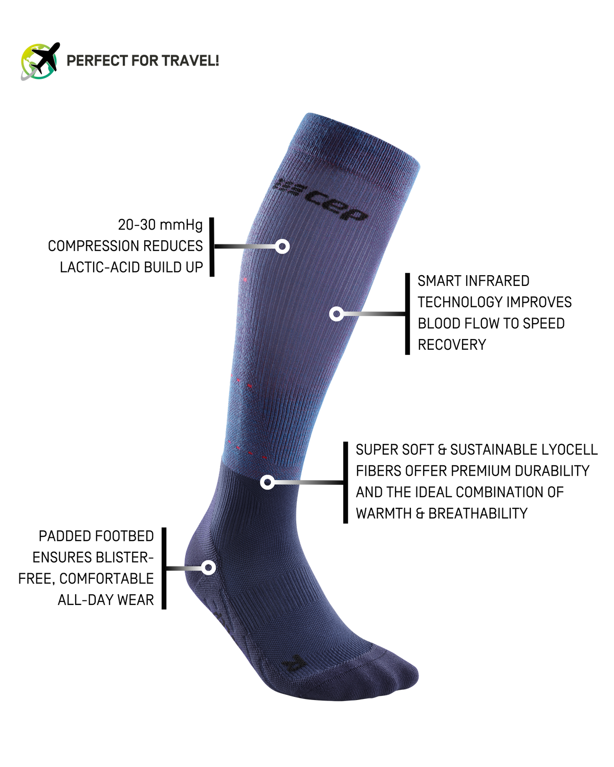 Infrared Recovery Compression Socks, Women, Midnight Blue