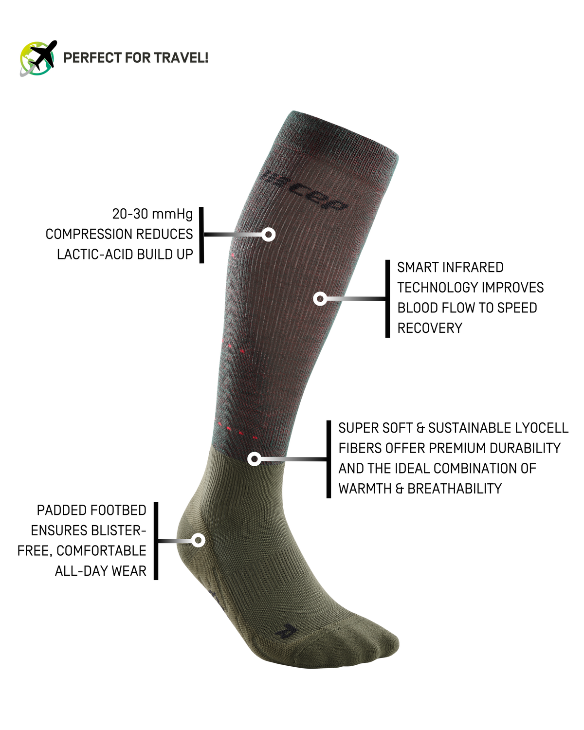 Infrared Recovery Compression Socks, Women, Forest Night