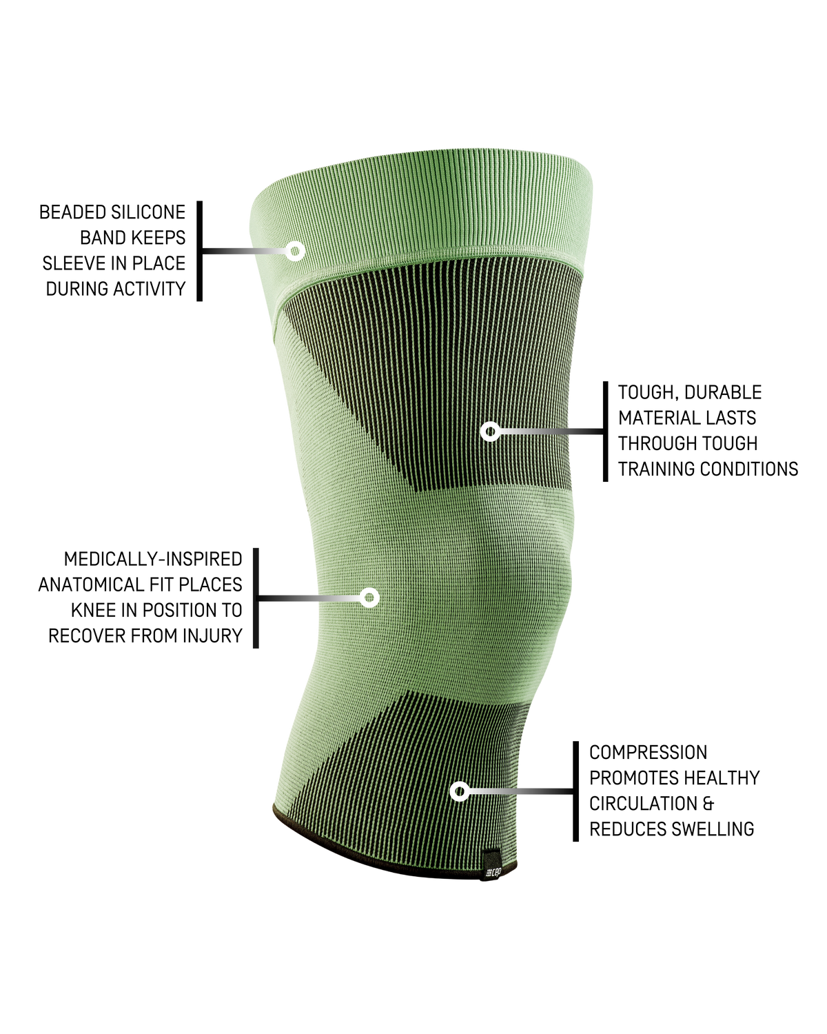 Mid Support Knee Sleeve, Green-Mid