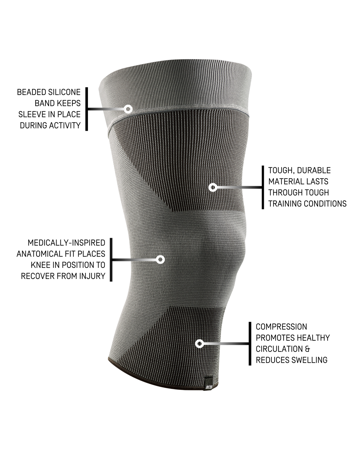 Mid Support Knee Sleeve, Grey-Mid