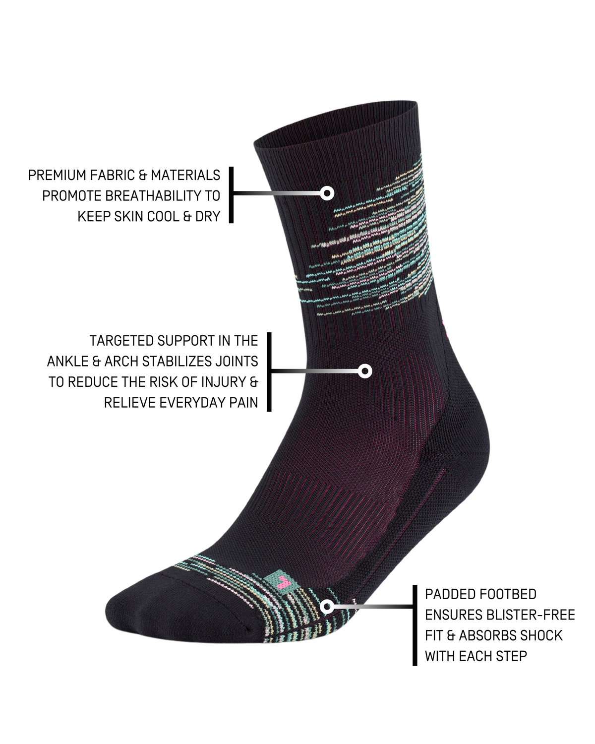 Paris Vibes Mid Cut Compression Socks, Women, Paris - Black/Green