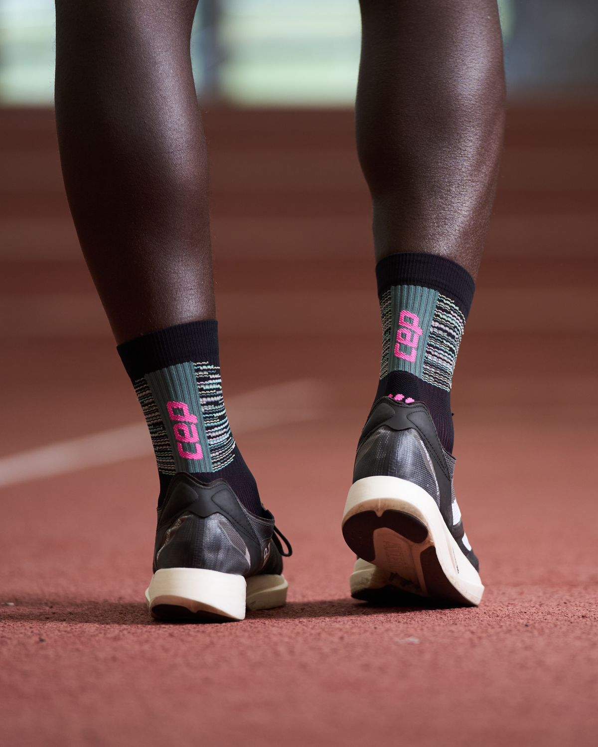 Paris Vibes Mid Cut Compression Socks, Women, Paris - Black/Green, close-up detail