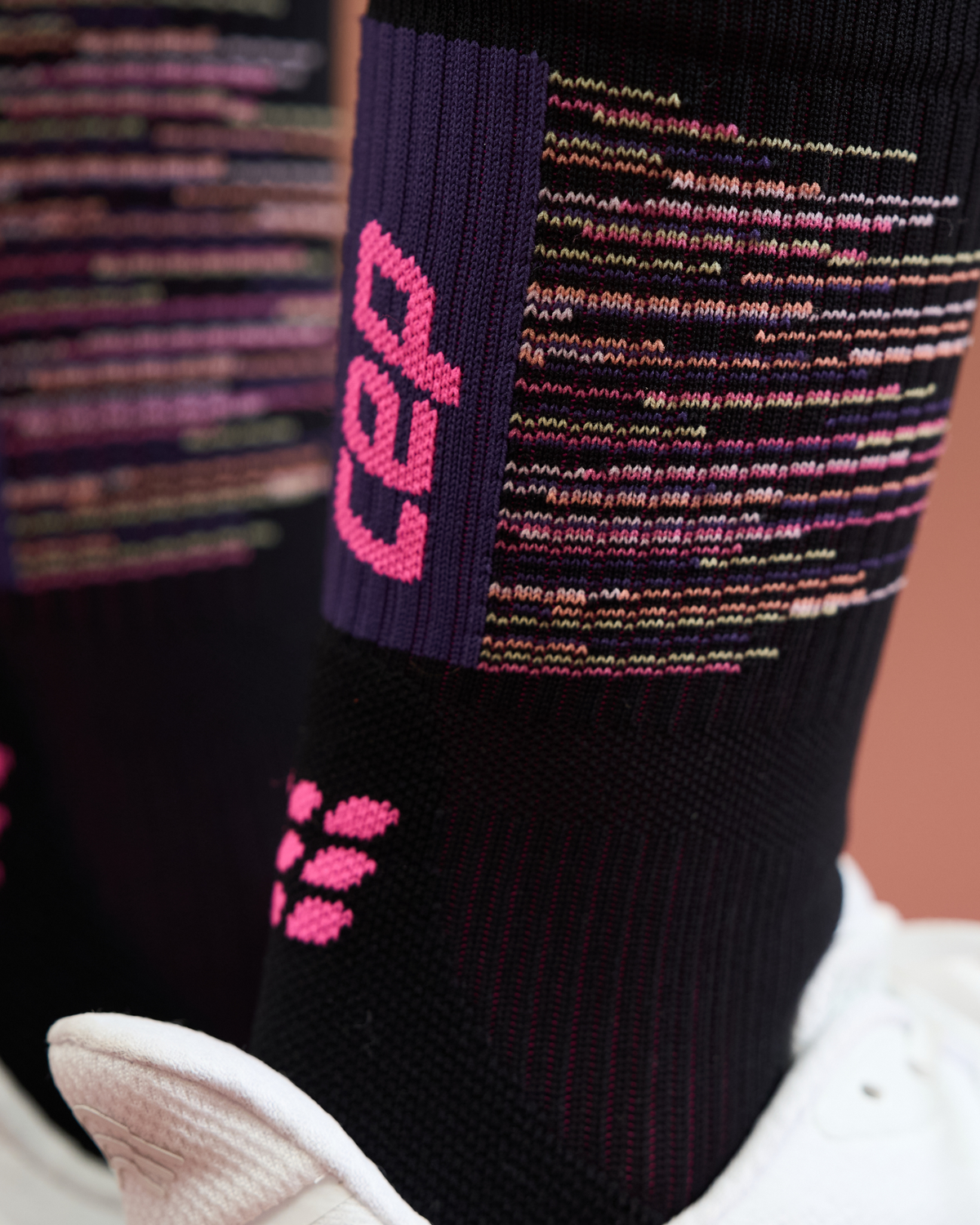 Paris Vibes Mid Cut Compression Socks, Women, Paris - Black/Purple, close-up detail