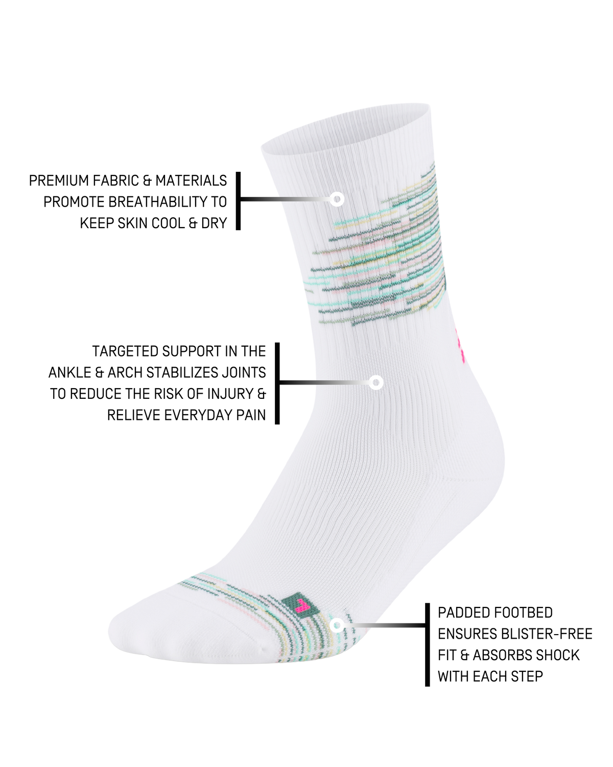 Paris Vibes Mid Cut Compression Socks, Women, Paris - White/Green