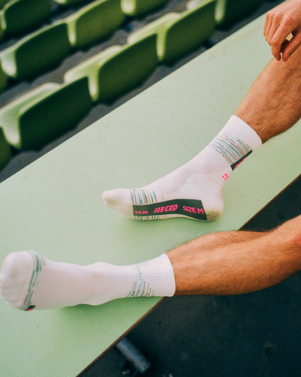 Paris Vibes Mid Cut Compression Socks, Women, Paris - White/Green, close-up detail
