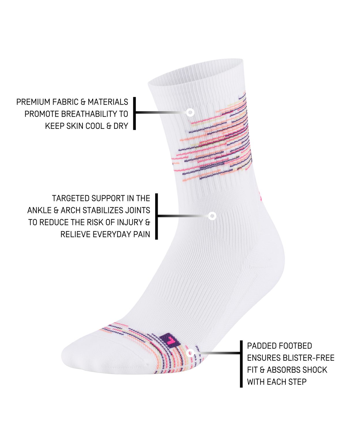Paris Vibes Mid Cut Compression Socks, Women, Paris - White/Purple