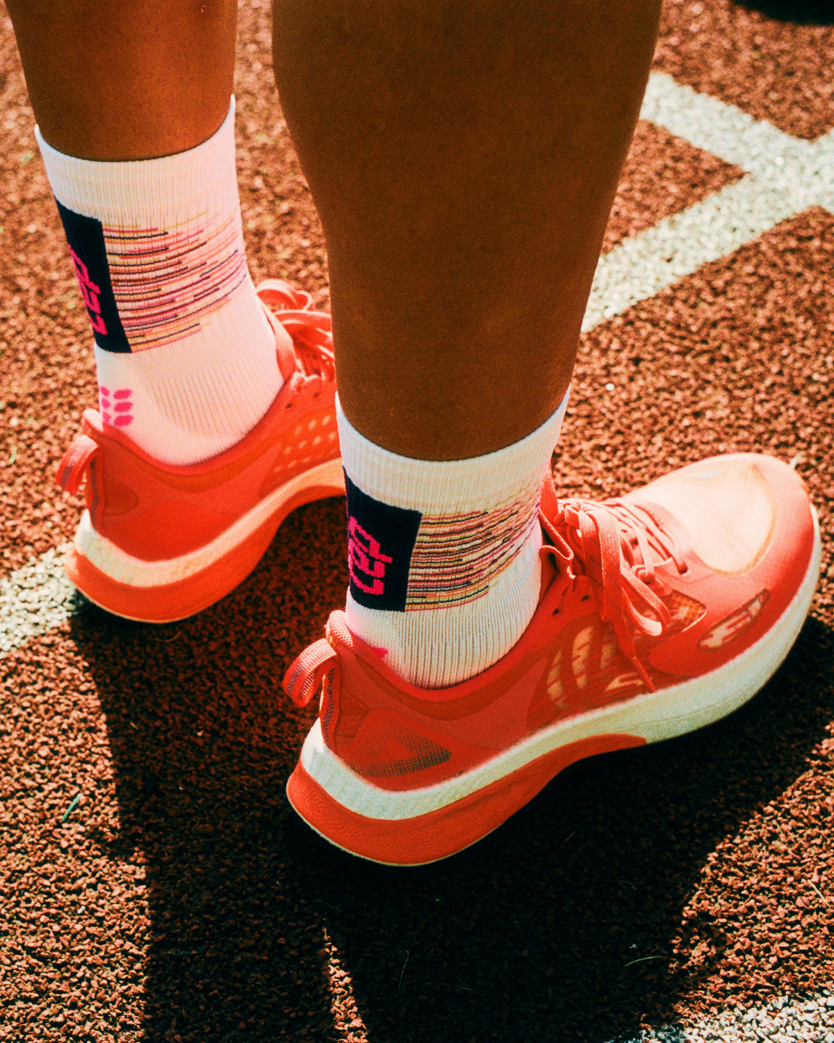 Paris Vibes Mid Cut Compression Socks, Women, Paris - White/Purple, close-up detail