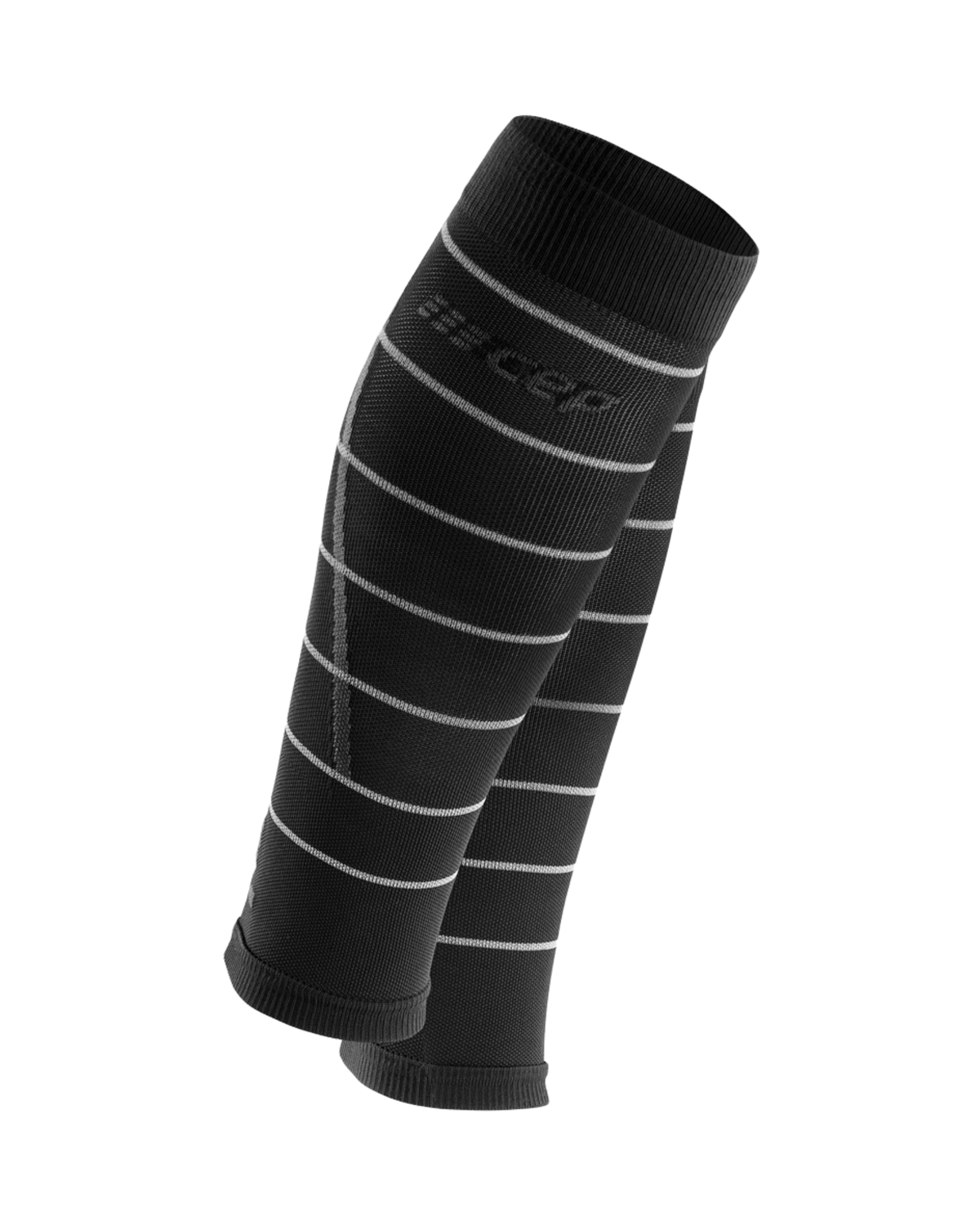 Reflective Compression Calf Sleeves, Men, Black/Silver