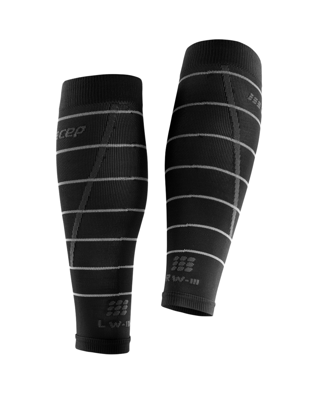 Reflective Compression Calf Sleeves, Men, Black/Silver
